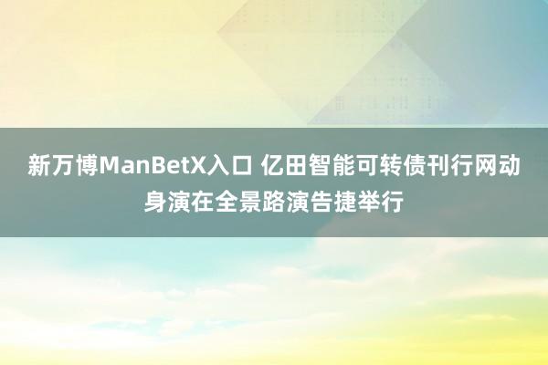 新万博ManBetX入口 亿田智能可转债刊行网动身演在全景路演告捷举行