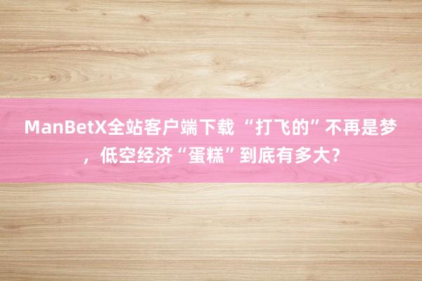 ManBetX全站客户端下载 “打飞的”不再是梦，低空经济“蛋糕”到底有多大？