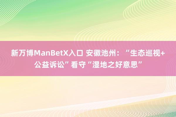 新万博ManBetX入口 安徽池州：“生态巡视+公益诉讼”看守“湿地之好意思”